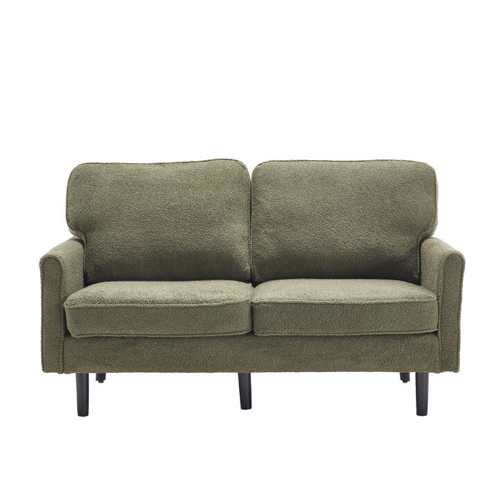TATEUS Mid Century Modern Loveseat - 2 Seater Comfy Sofa Couch with USB Port & Removable Pillow Cover for Living Room/Bedroom