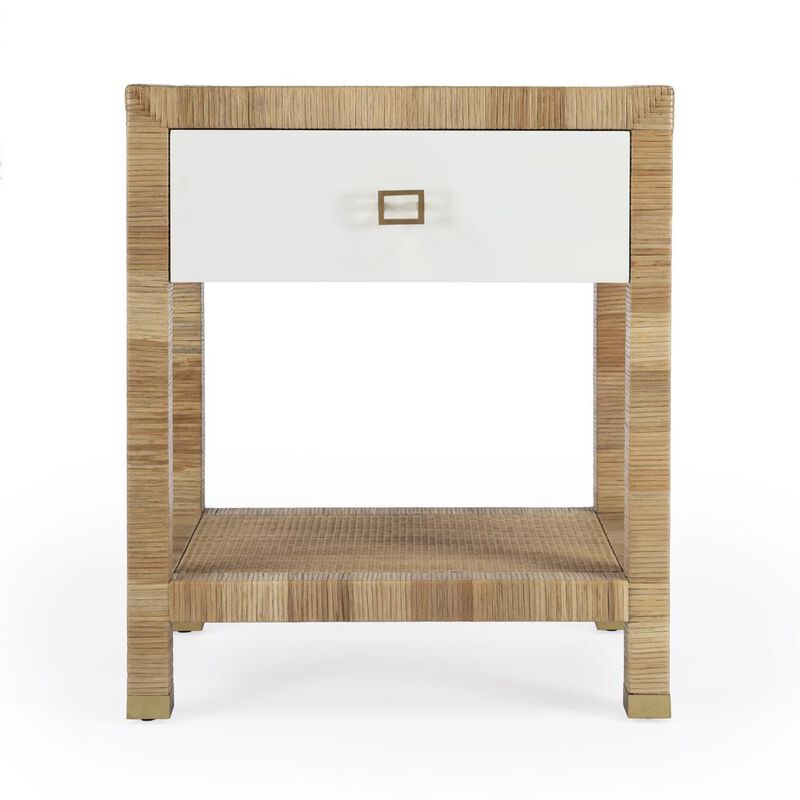 Butler Specialty Corfu 1 Drawer Natural Rattan Nightstand, Natural and White image number 2