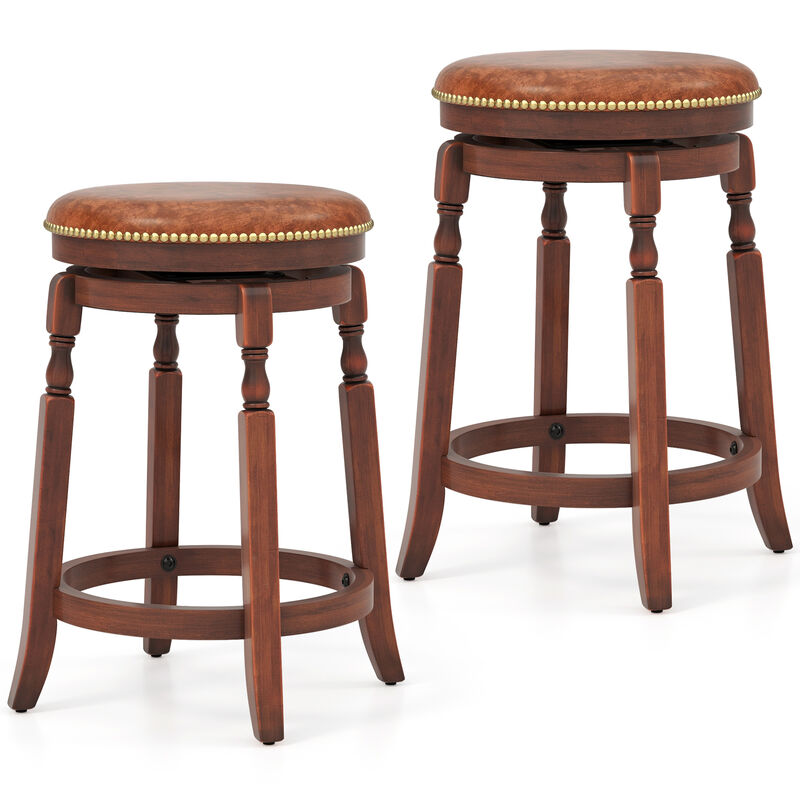 Set of 2 Swivel Bar Stools with Upholstered Seats Stylish and Comfortable Seating