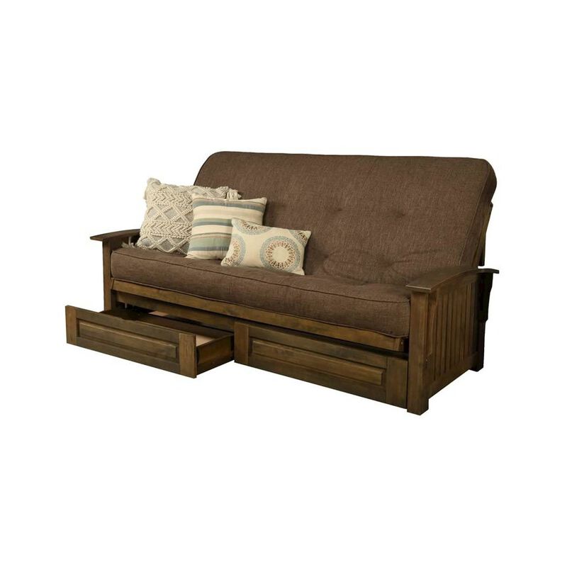 Washington Queen Frame-Rustic Walnut Finish-Linen Cocoa Mattress-Storage Drawers image number 0