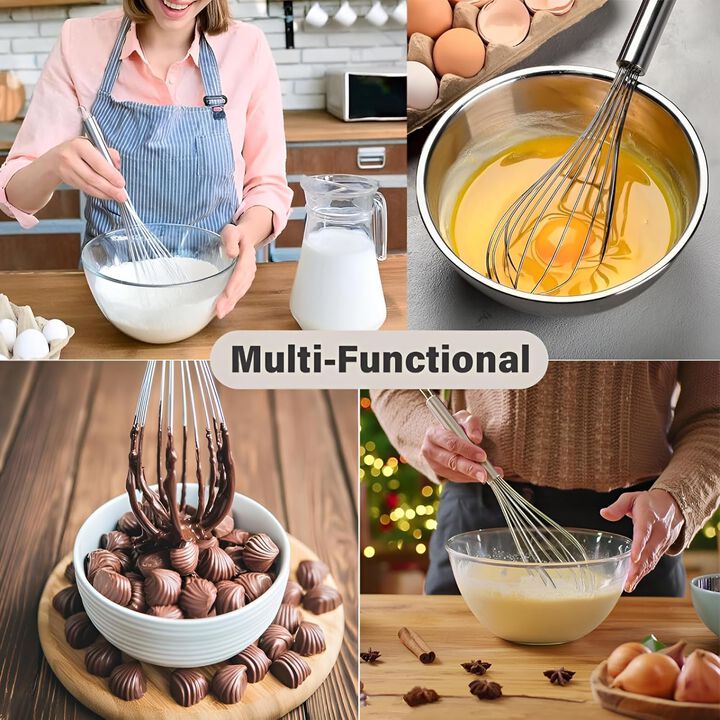 8" Stainless Steel Egg Cream Mixing Mixer Beater Whisk