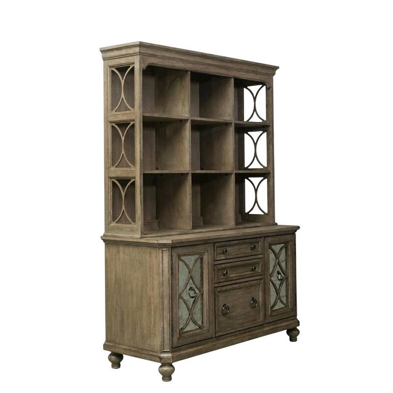 Liberty Furniture Brown Credenza and Hutch Set with Cottage Style Compact Storage image number 3
