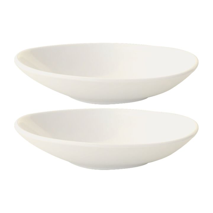 Vago 10.25" x 9.5" x h:2.5" 36 oz. Organic Warm White Porcelain Bowl (Set of 2)