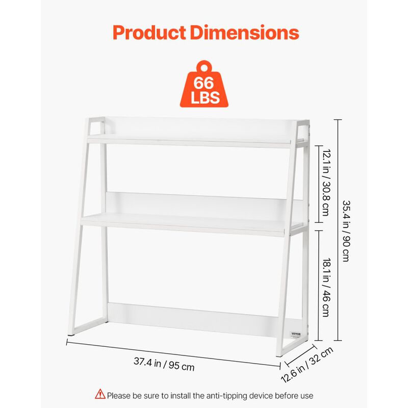 2-Tier Desktop Bookshelf Organizer with Storage Rack for Office and Home image number 2