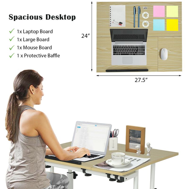 Mobile Standing up Desk Adjustable Computer Desk Tilting Workstation