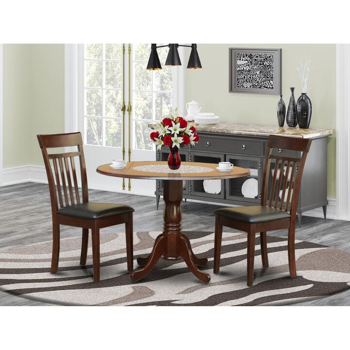 3 PC Kitchen nook Dining set-drop leaf Table and 2 Dining Chairs