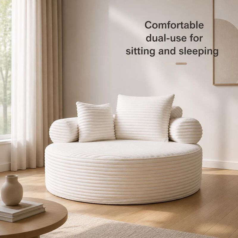 GOODSILO Round Multi-functional Memory Foam Convertible Sofa Bed Sectional Cloud Couch for Small Living Spaces, Apartments and Offices image number 4