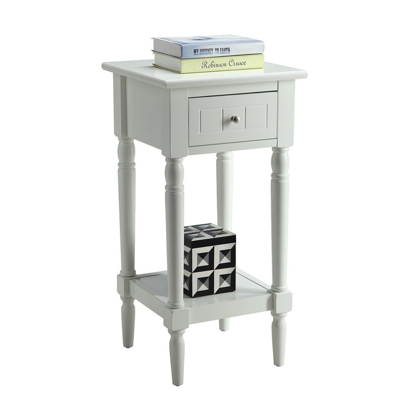 Convenience Concepts French Country Khloe 1 Drawer Accent Table with Shelf, White