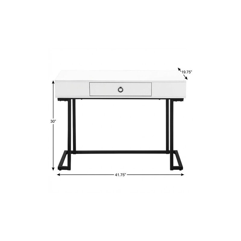 HomeRoots 42" White and Black Wood and Metal Sled Computer Desk image number 6
