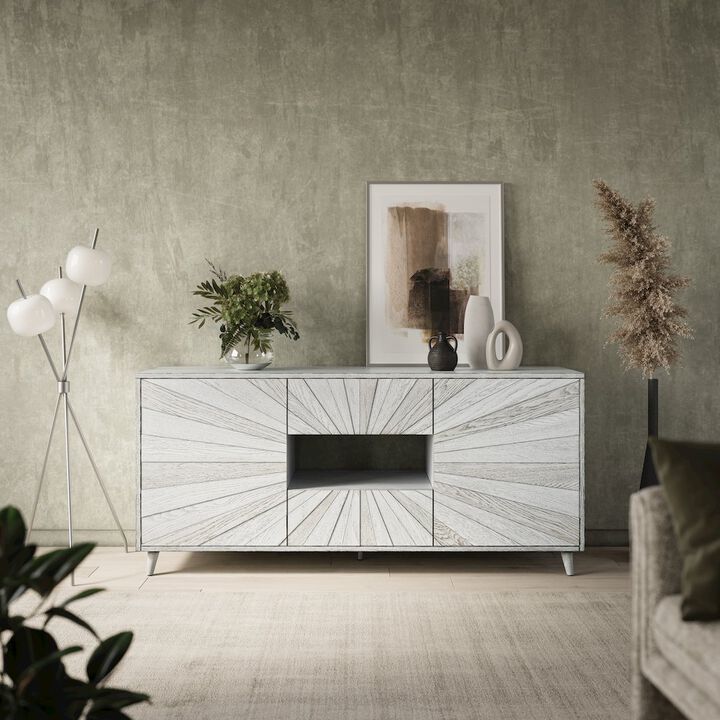 Jofran Reece 70 Mid-Century Modern Starburst TV Stand Console Storage Cabinet