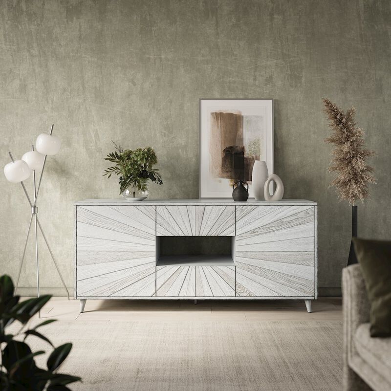 Jofran Reece 70 Mid-Century Modern Starburst TV Stand Console Storage Cabinet