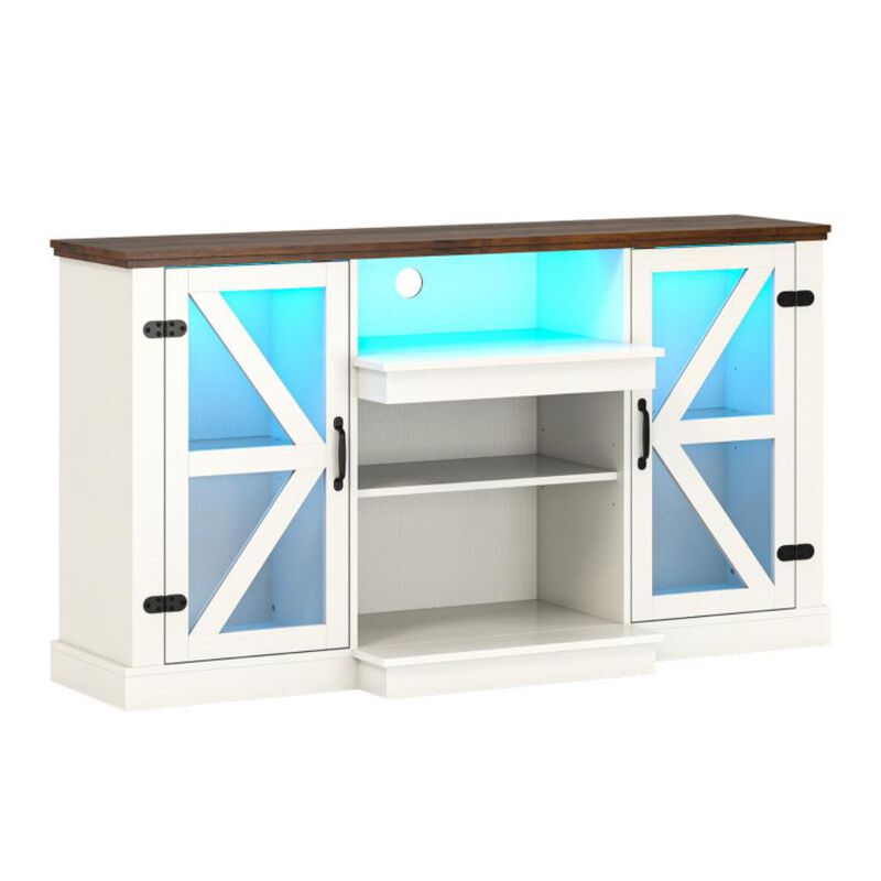 Hivvago Media Console Table with 3-Level Shelves and 22 Dynamic Modes