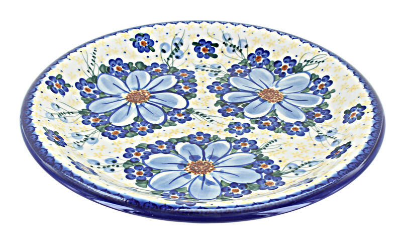 Blue Rose Polish Pottery Aztec Flower Dinner Plate