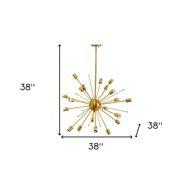 HomeRoots Gold Multi Light Metal Dimmable Chandelier image number 3