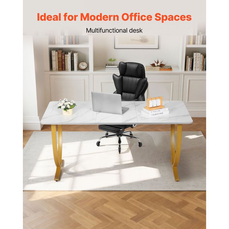 Large Executive Computer Desk, Modern Office Workstation for Conference Room and Home Office-White image number 6