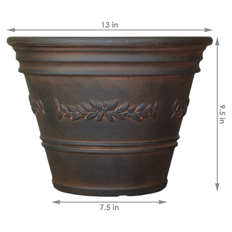 Sunnydaze Laurel Dual-Wall Polyresin Planter - Rust