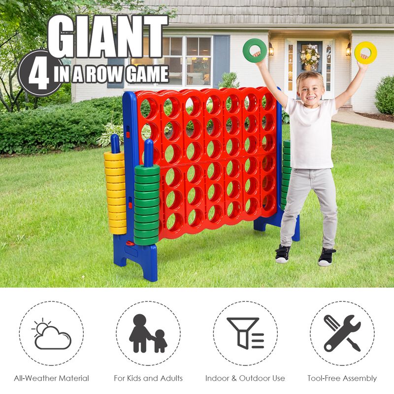 Family-Sized 4-to-Score Game with Jumbo Rings &ndash; Quick-Release Reset for Endless Play
