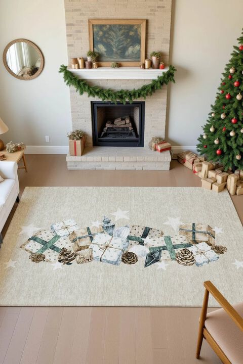 Merry & Bright MY27 Beige 10' x 14' Rug