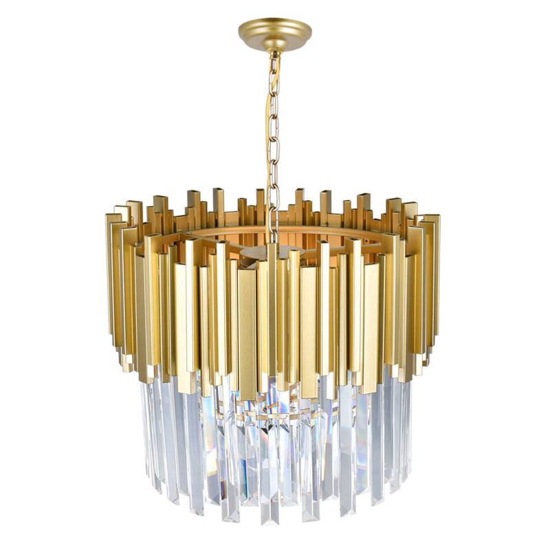 Deco 4 Light Down Chandelier With Medallion Gold Finish
