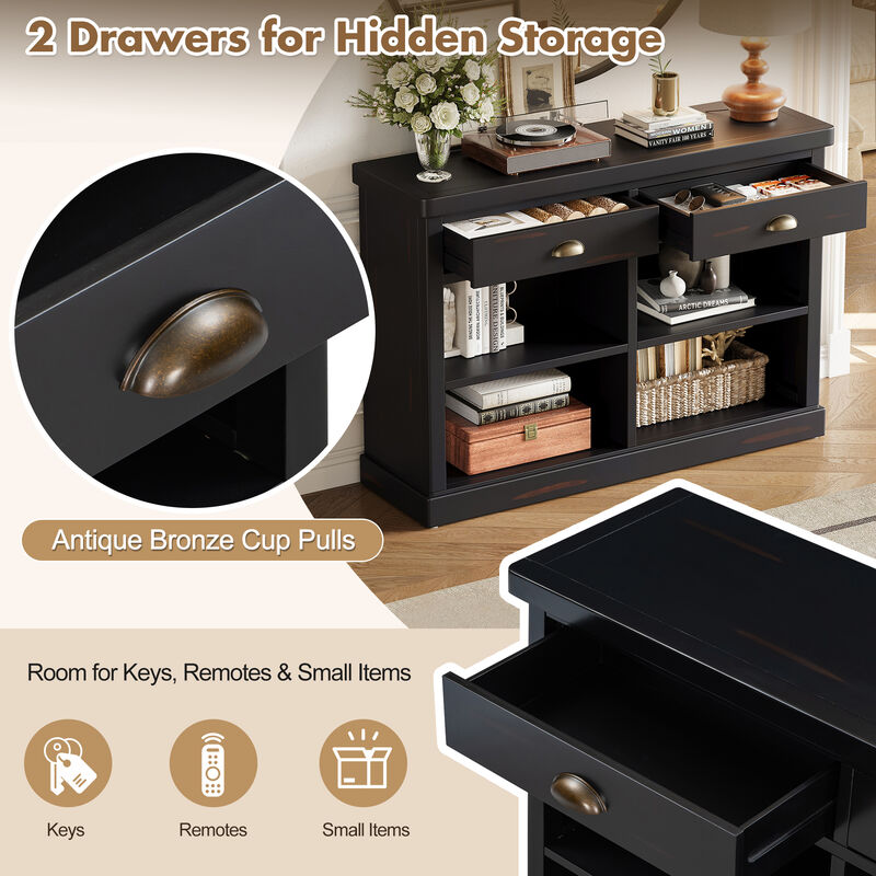Hegrer 2 Drawers and Open Storage Shelves  Console Table image number 5