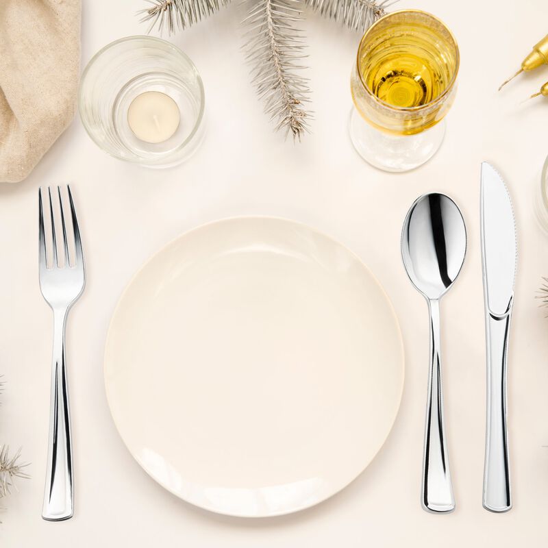 Silver Plastic Cutlery and Cup Set (120 Sets) image number 7