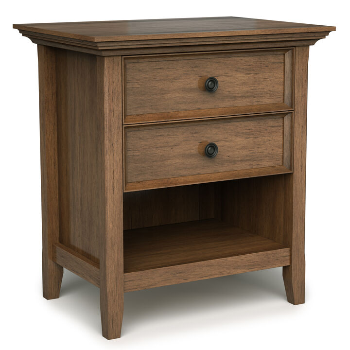 Amherst SOLID WOOD 24 inch Wide Transitional Bedside Nightstand Table in Rustic Natural Aged Brown