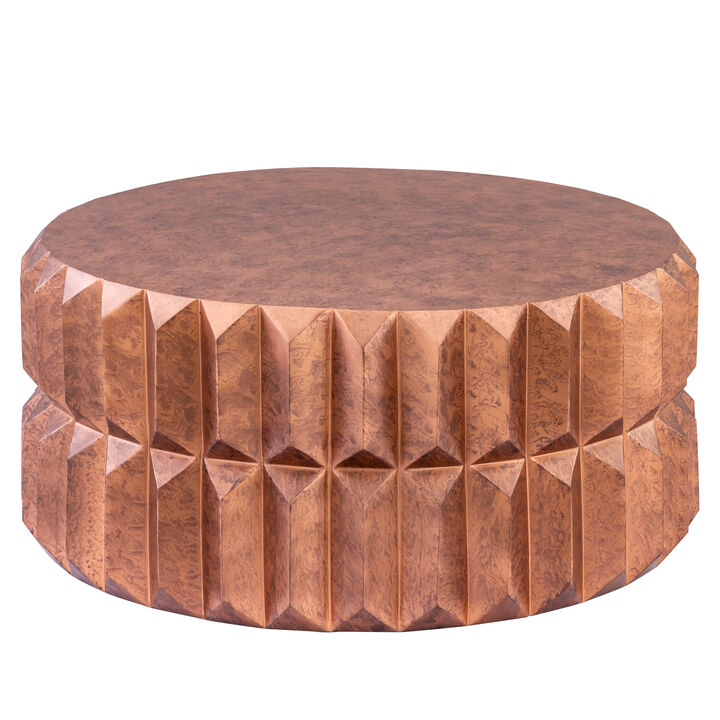 Talveris Gold Faceted Cylinder Coffee Table