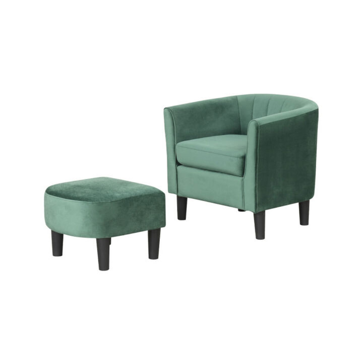 Teddy Velvet Club Chair with Matching Ottoman Footrest