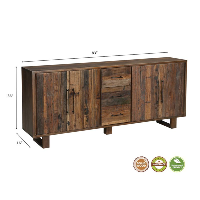 Taran Designs Hartley 4-door 3-drawer Solid Wood Sideboard