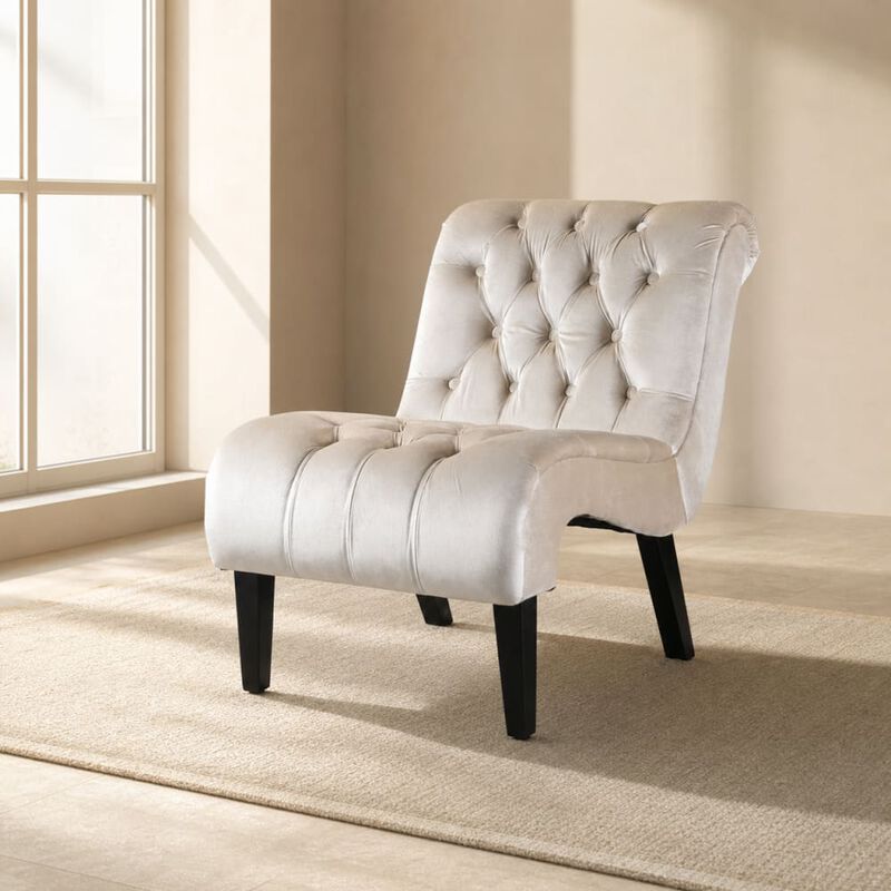 GOODSILO Armless Velvet Upholstered Accent Chair Leisure Chair with Wooden Legs for Living Room, Bedroom, Office, Small Spaces image number 2
