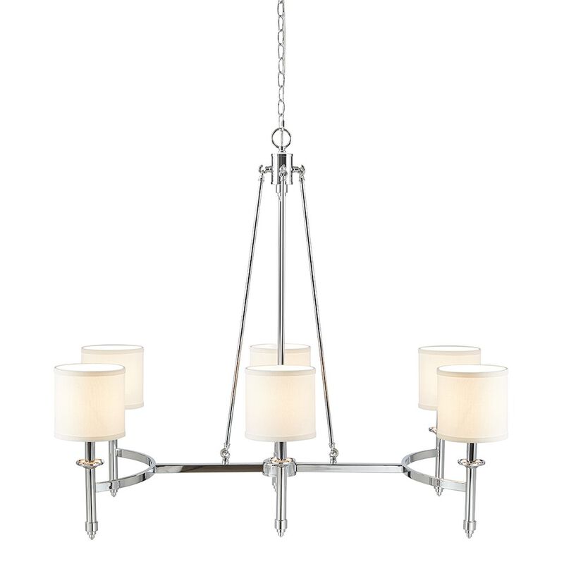 Martha Stewart Elegenza 6-light Chandelier with Fabric Drum Shades in Chrome Color