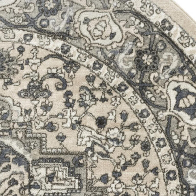 HomeRoots Floral Power Loom Round Rug image number 0