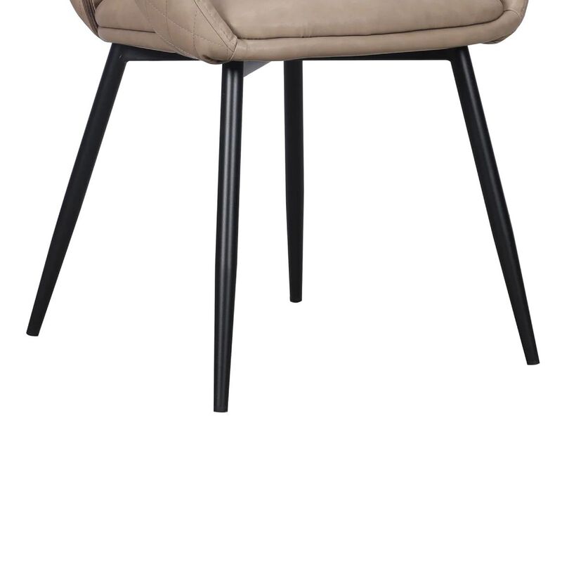 Moxy Dining Chair Set of 4, Light Taupe Faux Leather, Diamond Stitched