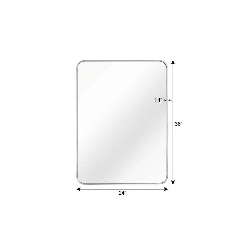 HomeRoots 36" Silver Aluminum Framed Accent Mirror image number 4