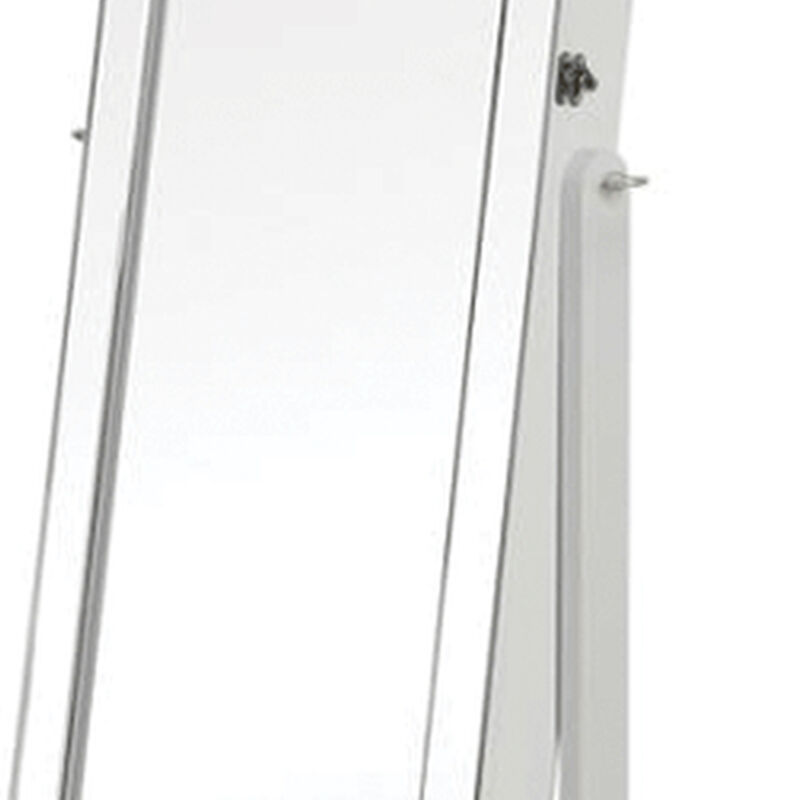 Beautiful  Jewelry Cheval Mirror  With Interior Storage, Gray-Benzara