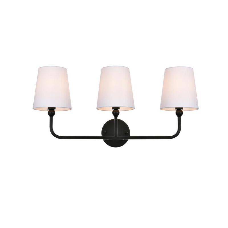 Living District Colson 3 light Black and Clear Bath Sconce