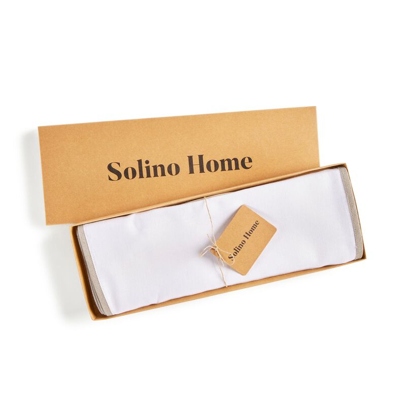 Solino Home Chloe 100% Linen Oval Placemats &ndash; Set of 4, 14 x 19 in, Machine Washable, Holiday and Everyday Dining