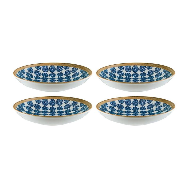 Calif dia.9" h:2" 34 oz. Round Decorated Porcelain Bowl (Set of 4)