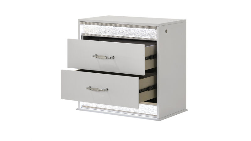 Modern 2 Drawer Nightstand with LED Lighting and Crystal Accents image number 6