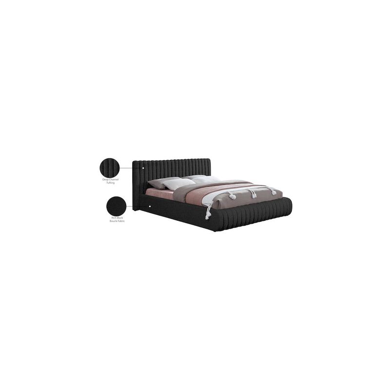 Meridian Furniture Nash Black Boucle Fabric Queen Bed