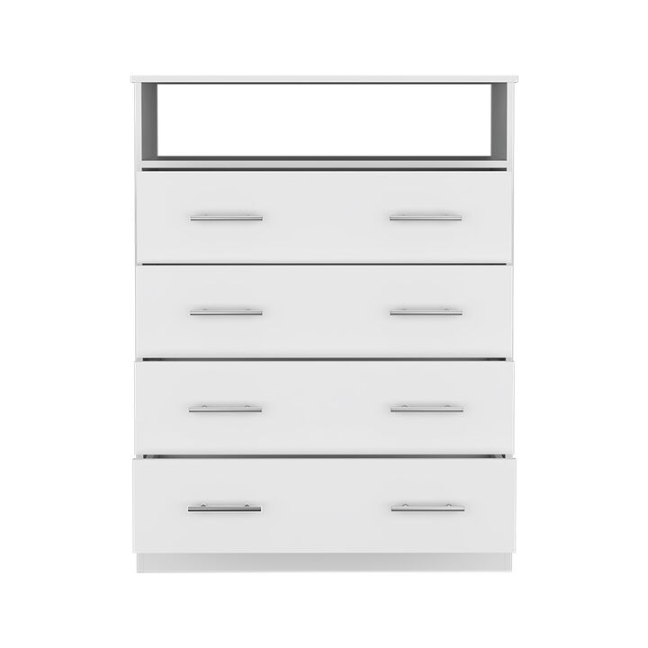 DEPOT E-SHOP Serbian Four Drawer Dresser, Superior Top, One Open Shelf, Black