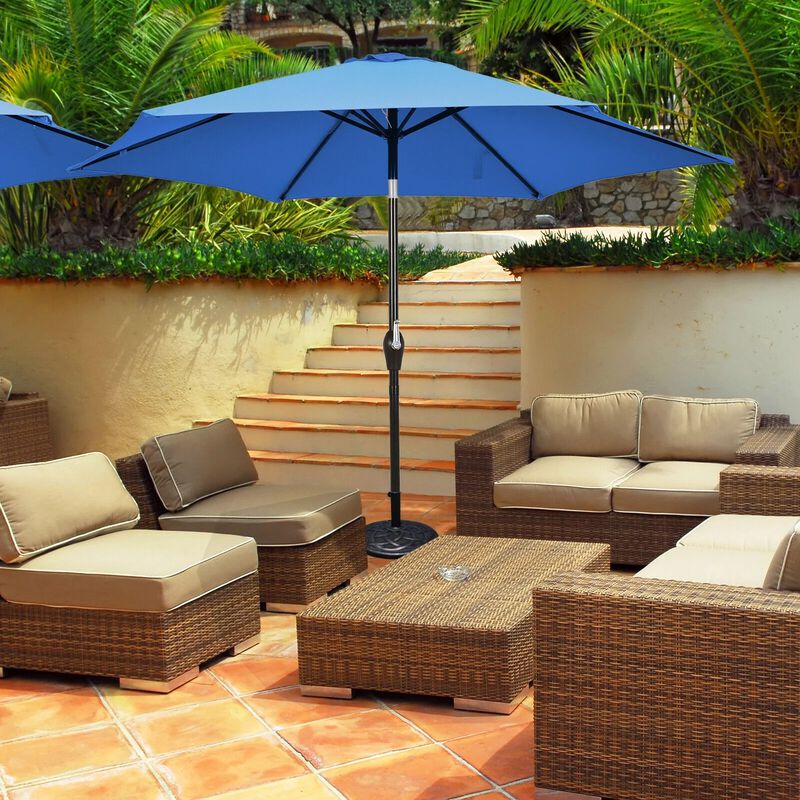 Mondawe 9 FT Outdoor Market Patio Table Umbrella Push Button Tilt Crank Lift