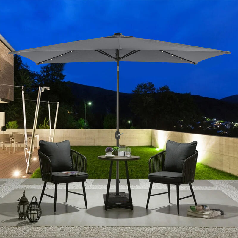 MONDAWE 10ft Rectangular Solar LED Market Patio Umbrella