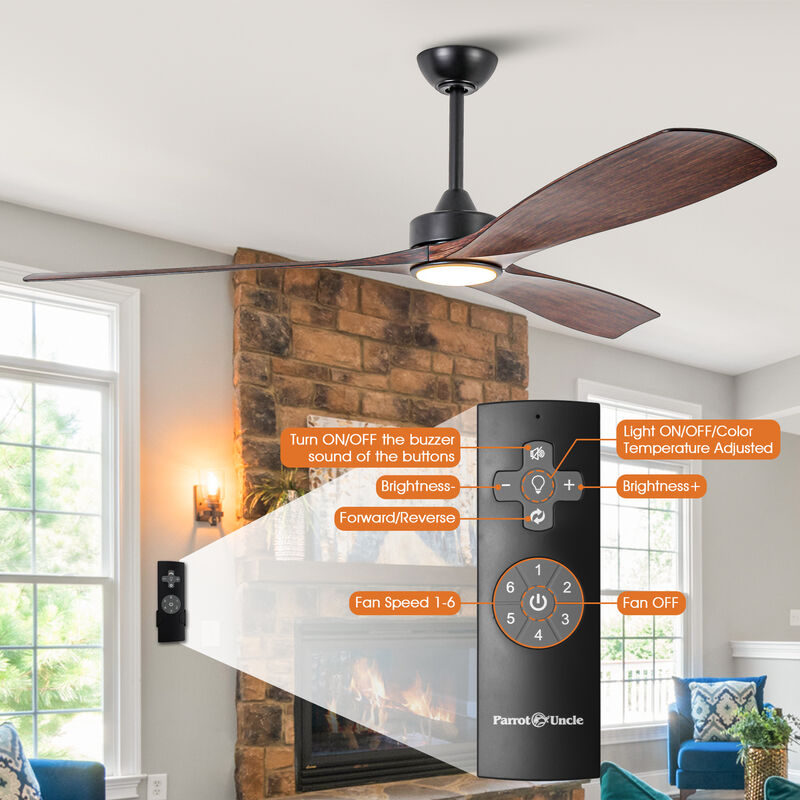60" Large Modern Ceiling Fan with Dimmable LED Lights, DC Motor, 6 Speeds, Remote Control
