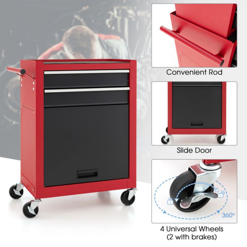 6 Drawer Rolling Tool Chest with Detachable Top Box and Lockable Wheels image number 5