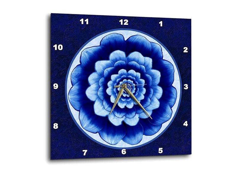 Pastel Blue Cobalt Fantasy Mandala Flower Wall Clock 10 Inch Home Decor image number 0