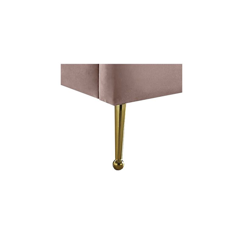 Meridian Furniture Lily Pink Velvet Twin Bed