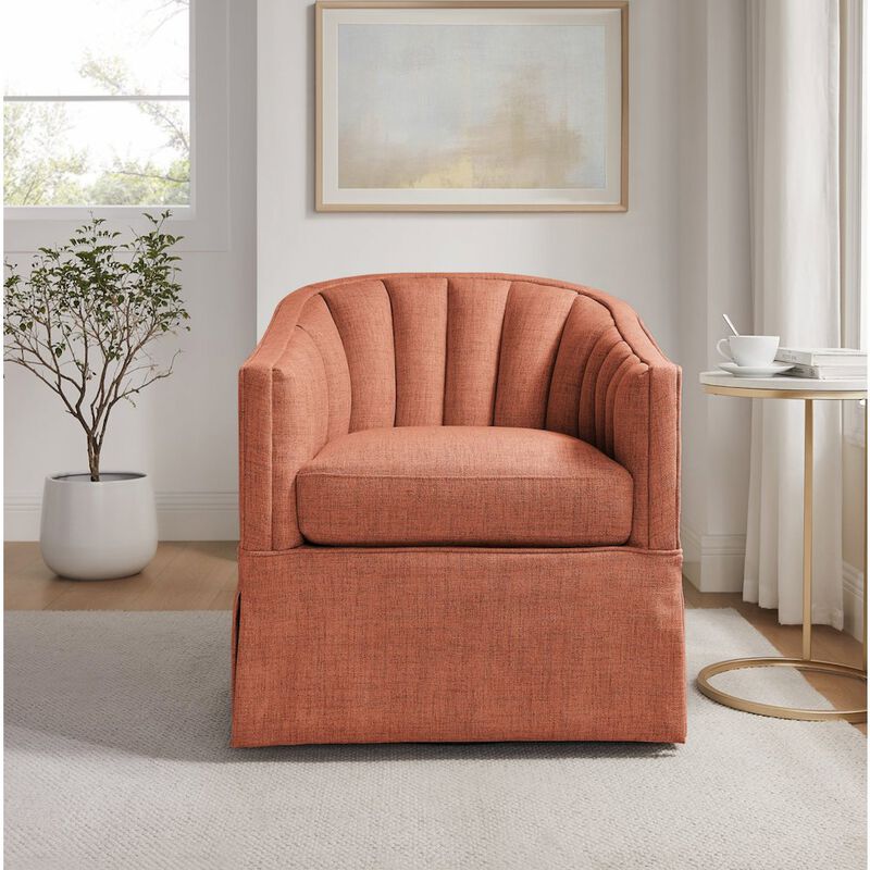Sanibel Skirted Swivel Accent Chair - Coral