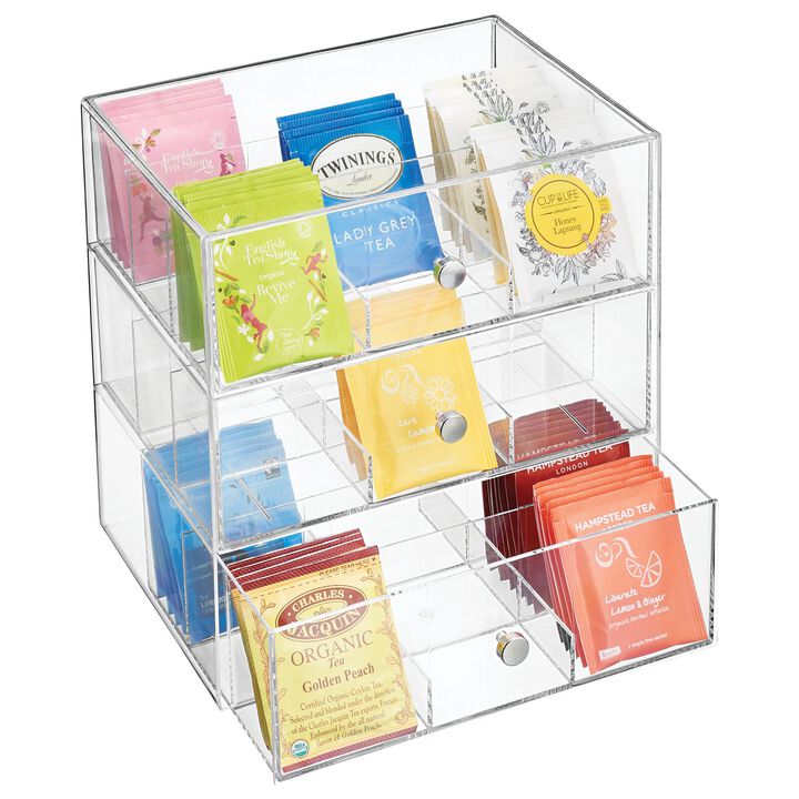 mDesign Plastic Tea Bag Caddy Box Storage Container Organizer
