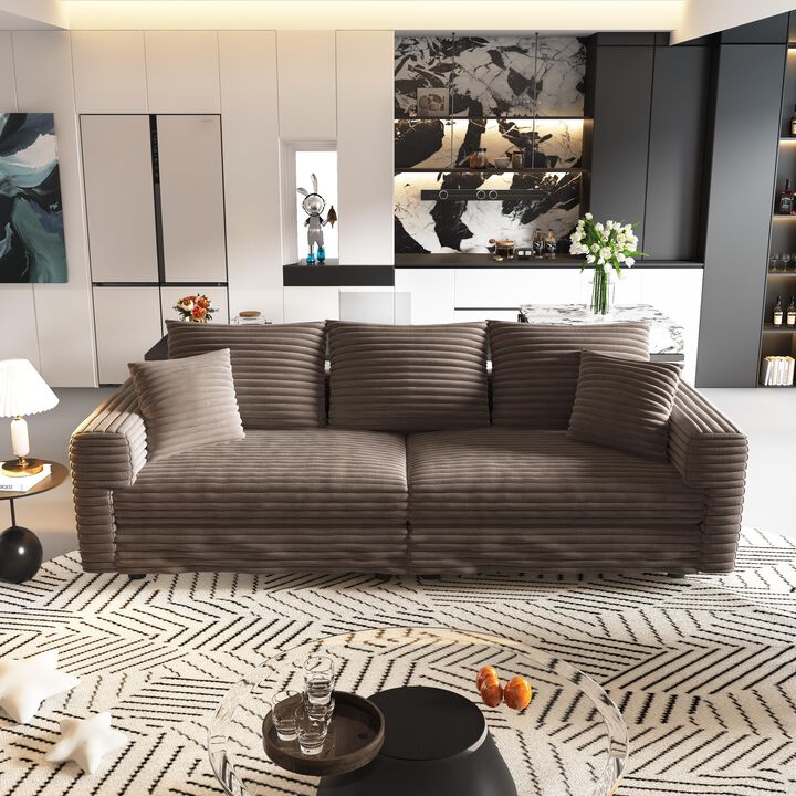 Merax Plush Corduroy 3-Seat Sofa Convertible Deep Seat Sofa Lounge